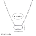 Silberne Büroklammer-Halskette mit Karabiner-Anhänger 45cm 5cm Verlängerung - Große ovale Karabiner Büroklammerkette (Stahl)