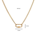 Halskette aus 18k vergoldetem Edelstahl mit Büroklammer-Anhänger und 40+5cm langer Kette - Kleine ovale Karabiner Büroklammerkette (Gold)