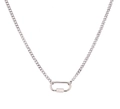 Polished silver stainless steel necklace with industrial carabiner lock pendant - Silver Polished Necklace with Carabiner Pendant