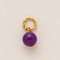 18K gold plated stainless steel pendant with a translucent purple gemstone bead charm - Purple Round Bead Pendant