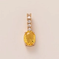Exquisiter 14k vergoldeter Anhänger mit ovalem gelbem Opal und Zirkonia Kristallen - Ovaler gelber Zirkonia-Anhänger (ohne Kette) (1)