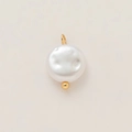 Baroque pearl pendant with 18K gold plated loop and smooth natural rainbow luster finish - Flat Pearl