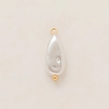 Detail of baroque drop pearl pendant with 18K gold plated metal ring and bead accents - Teardrop Pearl