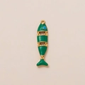 Articulated green enamel fish pendant with 18K gold plated details and blue eye - Green Fish Pendant