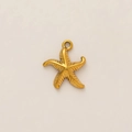 Detailed macro view of 18K gold-plated starfish pendant with textured metallic finish - Striped Starfish