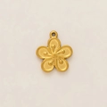 Detailed view of matte 18K gold plated flower pendant with intricate petal and stamen texture - Cherry Blossom