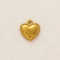 Detail of 18K gold plated heart pendant with beaded edge and polished finish - Beaded Heart