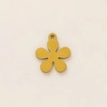 Detailed view of a yellow five-petal flower pendant with 18K gold plated metal texture - Flower