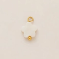 Detailed close-up of a five-petal pearl flower pendant with 18K gold-plated metal hook - Small White Flower
