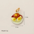 Titanium steel fried egg enamel charm with golden loop and realistic food pattern details - Fried Egg Pendant