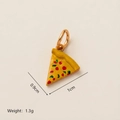 Golden titanium steel key charm featuring a detailed triangle pizza enamel pendant - Pizza Pendant