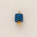 Detail of blue stacked disk pendant with 18K gold plated stainless steel ring - Blue Layered Pendant