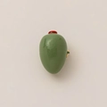 Detail of creative olive shaped storage case with gold hinge and vibrant green glossy finish - Green Olive Pendant