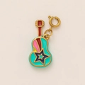 DIY gold-plated guitar pendant with turquoise enamel and colorful star patterns - Electric Guitar / Gold