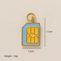 Creative gold-plated SIM card pendant with blue and yellow enamel details - SIM Card Style