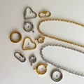 DIY Schmuckverbinder Set mit Herzschraubverschluss und Metallketten in Gold und Silber - Nr. 8 Federring (18mm)