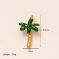 Gold palm tree pendant with green enamel detail and 18K gold plating dimensions - Coconut Tree Pendant