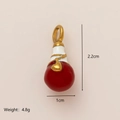 18K gold-plated heart pendant in red and white enamel finish, measuring 2.2cm in height - Light Bulb