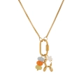 18k gold plated stainless steel box chain necklace with carabiner and balloon dog charm - Balloon Dog Combination Gold Necklace (Gold A)