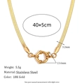 18K gold plated herringbone chain necklace with 13.6mm spring ring clasp details - Snake Chain with Mariner Clasp 40+5cm