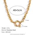 18K vergoldete Edelstahl-Gliederkette mit einem runden Federringverschluss - Perlen Matrosenverschluss Kette 40+5cm
