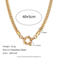 Handmade 18K gold-plated stainless steel Cuban link necklace with 40+5cm adjustable chain - NK Chain with Mariner Clasp 40+5cm