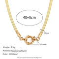 3,2mm vergoldete Schlangenkette aus Edelstahl mit rundem Federverschluss-Detail - Schlangen Matrosenverschluss Kette 40+5cm