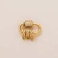 Gold plated 18K brass carabiner clasp with sparkling rhinestones and triple pendant loops - Circle Paperclip Pendant Only