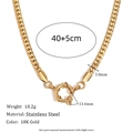 18K vergoldete Edelstahlflachkette mit großem Federverschluss und einer Länge von 40 cm - NK Matrosenverschluss Kette 40+5cm