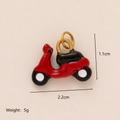 Pendentif moto scooter rouge et noir plaqué or 18 carats pour collier DIY mode - Style Scooter
