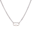 Collana a catena in acciaio inox argento con pendente a moschettone ovale unico - Collana in Argento con Chiusura Ovale