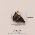 Colgante de nutria marina marrón en cobre con anillo de oro de 18K para joyería - Colgante Nutria Marrón