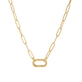 Minimalistische 18K vergoldete Edelstahl-Büroklammerkette mit Karabiner-Verschluss - Ovaler Karabinerverschluss Halskette (Nr.3)