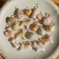 Animal series ceramic charms with 18K gold plated loops for DIY jewelry making - No. 1 Pinecone Pendant