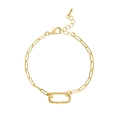 Vergoldetes 18K Büroklammer-Armband mit geometrischem rechteckigem Perlenanhänger - Perlenbesetztes Rechteckiges Büroklammer-Armband (Nr.2)