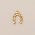 Golden horseshoe charm pendant with sparkling crystals for DIY jewelry making - Rhinestone Horseshoe U-Shape Pendant