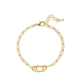 Minimalistisches 18K vergoldetes Büroklammer-Armband mit Ovalverschluss und Anhänger - Ovaler Verschluss Büroklammer-Armband (Nr.3)