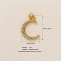 Golden stainless steel crescent moon pendant with inlaid rhinestones and sleek finish - Rhinestone Moon Pendant