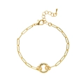 18K vergoldetes Büroklammer-Armband mit rundem Glied und verstellbarem Karabinerverschluss - Schlichtes Rundglied-Armband Einstellbar (Nr.4)