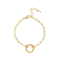 Goldenes Büroklammer-Armband mit einem gedrehten Ring-Anhänger und Tropfen-Detail - Gedrehte Textur Runder Büroklammer-Armband (Nr.7)