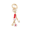 DIY 18K gold plated keychain with polka dot heart carabiner and sky letter charm - Red Beaded Heart Pendant