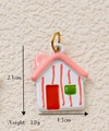 Colgante de casa rosa y blanca con circón y acero inoxidable bañado en oro 18K - Colgante Rayas Verticales Rosas Solo (Sin Cadena)