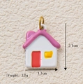 Colgante de casita de colores en acero inoxidable de 18K con detalle de techo rosa - Colgante Casa Techo Morado Solo (Sin Cadena)