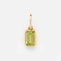 Colgante rectangular de circón verde peridoto con engaste de acero dorado - Colgante Redondo Verde Agosto