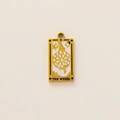 18K gold plated stainless steel Tarot Wheel of Fortune pendant with white enamel and crystals - The Wheel Tarot Card Pendant