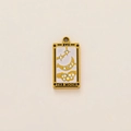 18k gold plated stainless steel Tarot Moon pendant with sparkling white rhinestones - The Moon Tarot Card Pendant