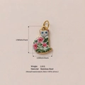 Süßer Katzenanhänger aus Edelstahl mit weißer Emaille und rosa Blumenmusterung - Nr. 2 Blumenkatze Anhänger