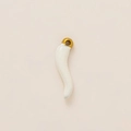 Detail of S-shaped white ceramic turtle pendant with 18K gold plated metal top hook - White Curved Art Pendant