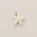 Detailed view of starfish pendant with ivory enamel texture and 18k gold plating ring - White Starfish Pendant