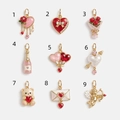 Valentine Bear and Heart Charms Collection with 14K Gold Plating and Colorful Enamel Details - No.1 Rose Heart Pendant